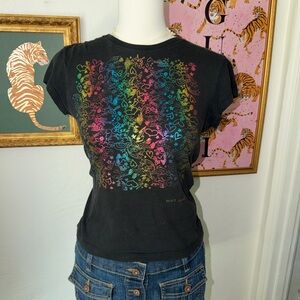 Wet Seal Multicolor Graphic Black Tee